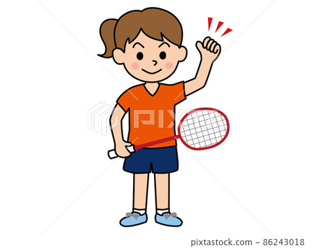 膽量姿勢的羽毛球女孩 86243018