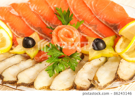 red salmon slices red salmon slices 86243146