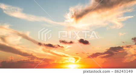 orange and red sunset or sunrise sky with clouds for background orange and red sunset or sunrise sky with clouds for background 86243149