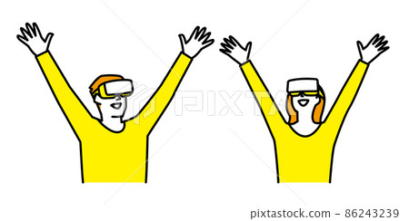 男女佩戴VR護目鏡體驗元界 86243239