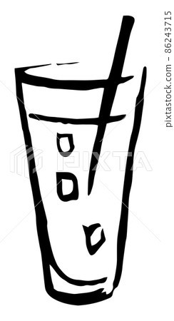Long highball hand drawn line art vector cocktail. 86243715