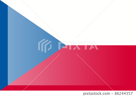 Flag of the Czech Republic. Official state symbol. Correct size, shape and color. Blue triangle and two bands - white and red. Symbol for political maps and articles. 86244357