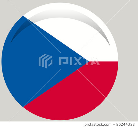 Flag of the Czech Republic. Official state symbol. Correct size, shape and color. Blue triangle and two bands - white and red. Symbol for political maps and articles. 86244358