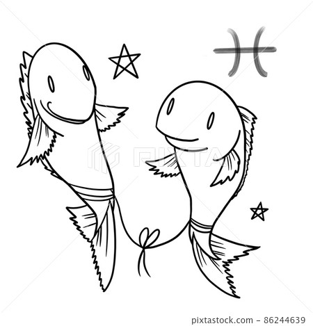 Image line drawing illustration of Pisces Image line drawing illustration of Pisces 86244639