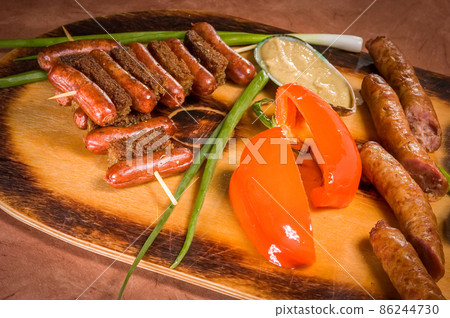 Sausage set with green onionand red pepper 86244730