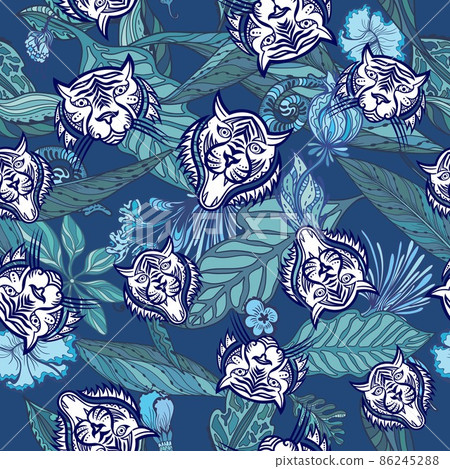 Blue Tiger exotic tropical seamless texture 86245288