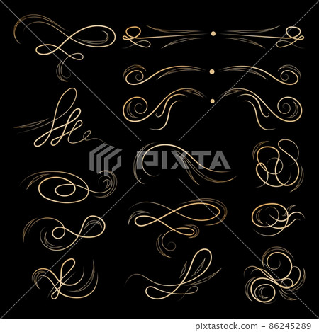 Golden vector calligraphic luxury ornamental vignettes set 86245289