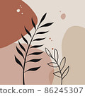 Minimalist poster with botanical branch and leaves abstract collage 86245307