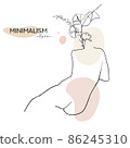 Continuous line, drawing of woman face, fashion concept, woman beauty minimalist with geometric doodle Abstract floral elements pastel colors. One line continuous drawing. vector illustration 86245310