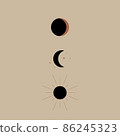 Minimalism, abstract composition. Pastel trendy shades for your design. phases of the moon and the sun. magic astrology and boho 86245323