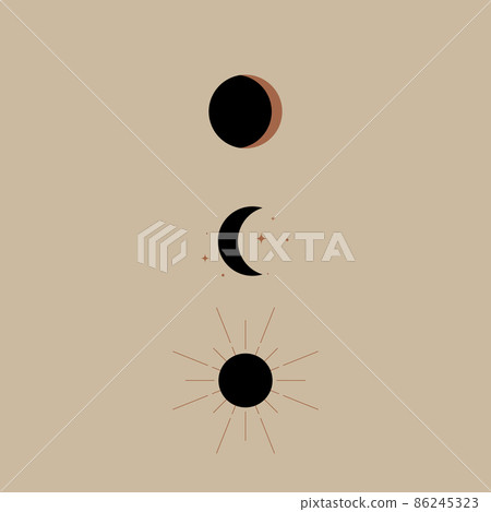 Minimalism, abstract composition. Pastel trendy shades for your design. phases of the moon and the sun. magic astrology and boho Minimalism, abstract composition. Pastel trendy shades for your design. phases of the moon and the sun. magic astrology and boho 86245323