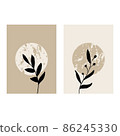 Minimalist poster with botanical branch and leaves abstract set collage 86245330