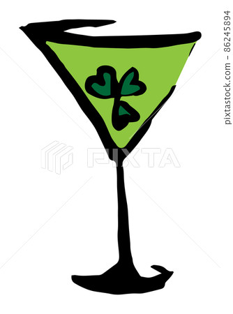 Saint Patrick green Martini Manhattan hand drawn line art cocktail. Saint Patrick green Martini Manhattan hand drawn line art cocktail. 86245894