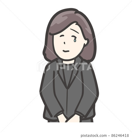 Illustration of a female in mourning mourning farewell Illustration of a female in mourning mourning farewell 86246418
