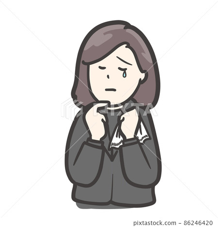 Illustration of a female in mourning to hold back sadness 86246420