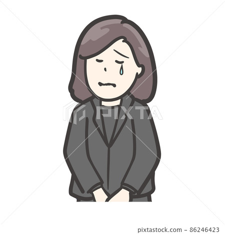 哀悼中忍淚的女人的插圖 哀悼中忍淚的女人的插圖 86246423