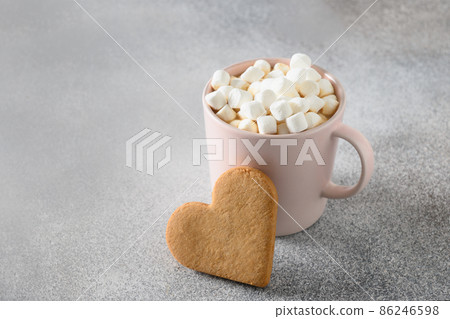 Valentine's Day coffee and heart shaped cookies for breakfast . Valentine's Day coffee and heart shaped cookies for breakfast . 86246598