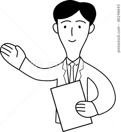 引導顧客的男性上班族的上半身插圖 86246643
