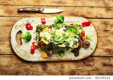 Terrine with vegetables and lasagna Terrine with vegetables and lasagna 86246916