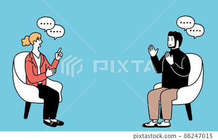 Simple illustrations of men and women having a meeting Simple illustrations of men and women having a meeting 86247015