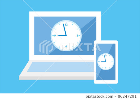 pc智能手機時鐘AI插畫矢量素材平面圖標簡單 pc智能手機時鐘AI插畫矢量素材平面圖標簡單 86247291