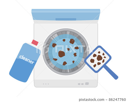 骯髒的洗衣機和清潔劑插圖_水箱清潔 骯髒的洗衣機和清潔劑插圖_水箱清潔 86247760
