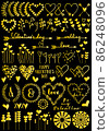 Gold floral heart designs for Valentines day, wedding, golden vector set on black background 86248096