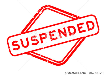 Grunge red suspended word rubber seal stamp on white background 86248129
