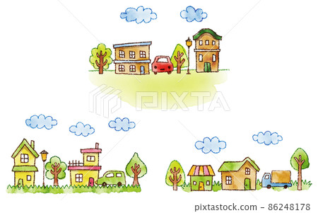 Illustration of cityscape with watercolor touch Illustration of cityscape with watercolor touch 86248178