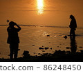 日落時在海灘上的情侶暮光之城 86248450