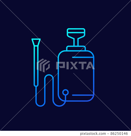 pesticide sprayer, herbicide line vector icon 86250146