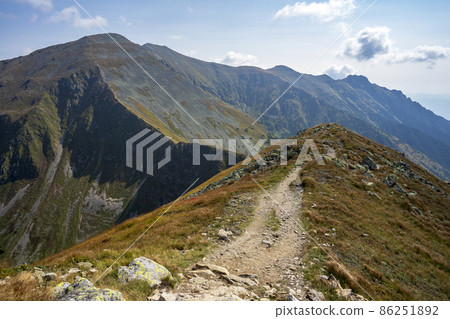 Ridge trail on Jarzabczy Wierch in the Western Tatras. Slovakia. Ridge trail on Jarzabczy Wierch in the Western Tatras. Slovakia. 86251892