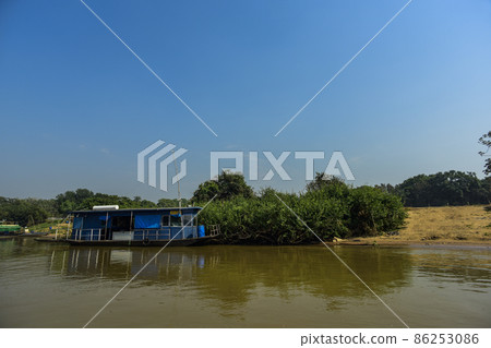 River landscape,home boat  and jungle, 86253086