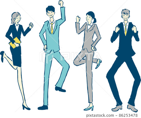 一名年輕上班族、一名新員工、男性和女性的插圖 一名年輕上班族、一名新員工、男性和女性的插圖 86253478