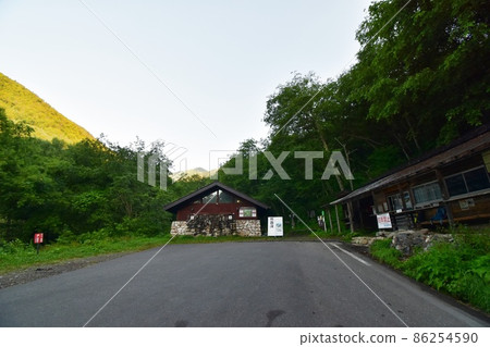 Early morning Ichinosawa mountain trail leading to Mt. Jonen 86254590
