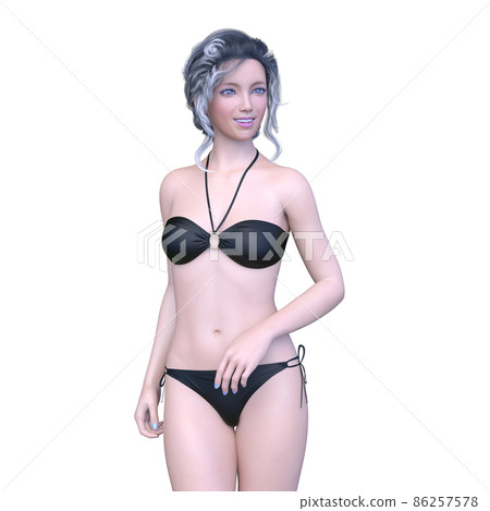 比基尼泳裝形象的一名婦女 86257578