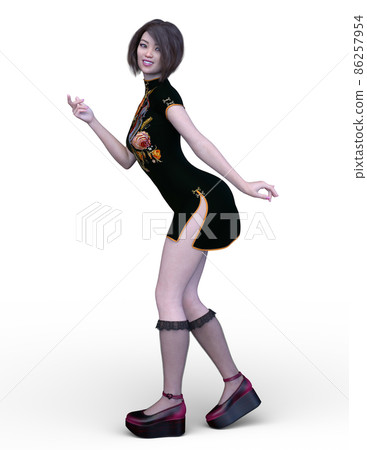 A woman in a Chinese dress A woman in a Chinese dress 86257954