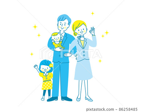 Smiley parents and children in suits Smiley parents and children in suits 86258485