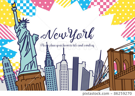 Pop art style New York cityscape background illustration 86259270