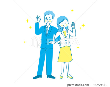 A couple of men and women who cross their arms and sign OK 86259319