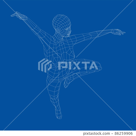 Wireframe ballerina in dance pose Wireframe ballerina in dance pose 86259906