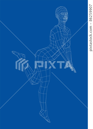 Wireframe girl posing in a sexy pose Wireframe girl posing in a sexy pose 86259907