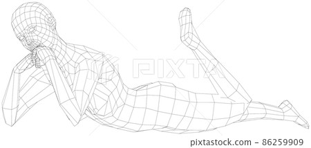 Wireframe girl lies in a sexy pose Wireframe girl lies in a sexy pose 86259909