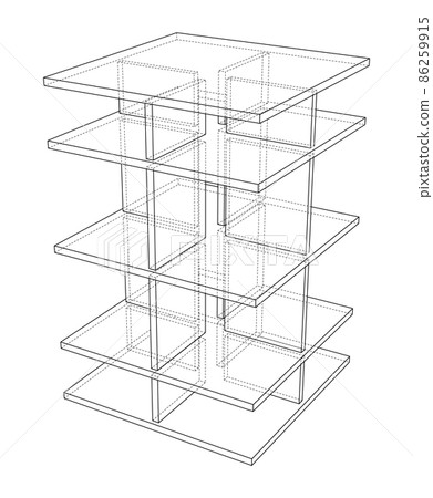 Empty showcase outline. 3d illustration Empty showcase outline. 3d illustration 86259915