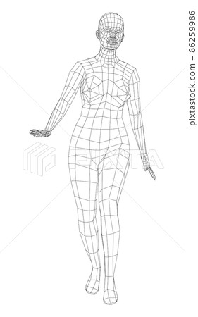 Wireframe walking woman Wireframe walking woman 86259986