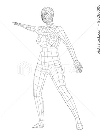 Wireframe ballerina in dance pose Wireframe ballerina in dance pose 86260006