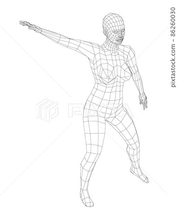 Wireframe ballerina in dance pose Wireframe ballerina in dance pose 86260030