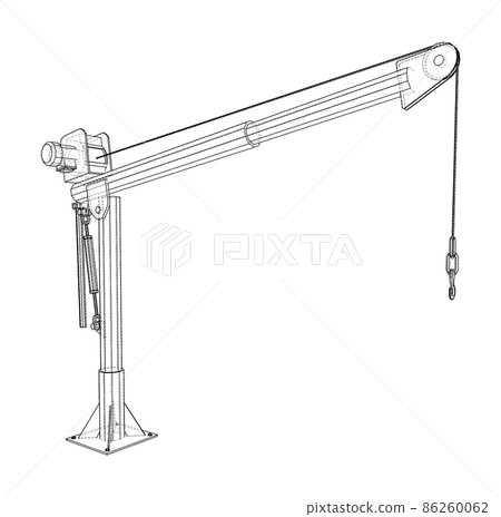 Davit or crane for boat. 3d illustration Davit or crane for boat. 3d illustration 86260062