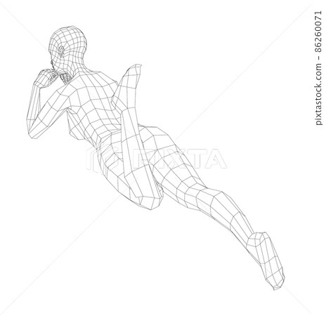 Wireframe girl lies in a sexy pose Wireframe girl lies in a sexy pose 86260071