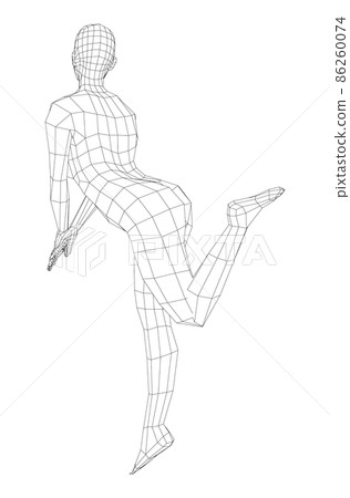 Wireframe girl posing in a sexy pose 86260074
